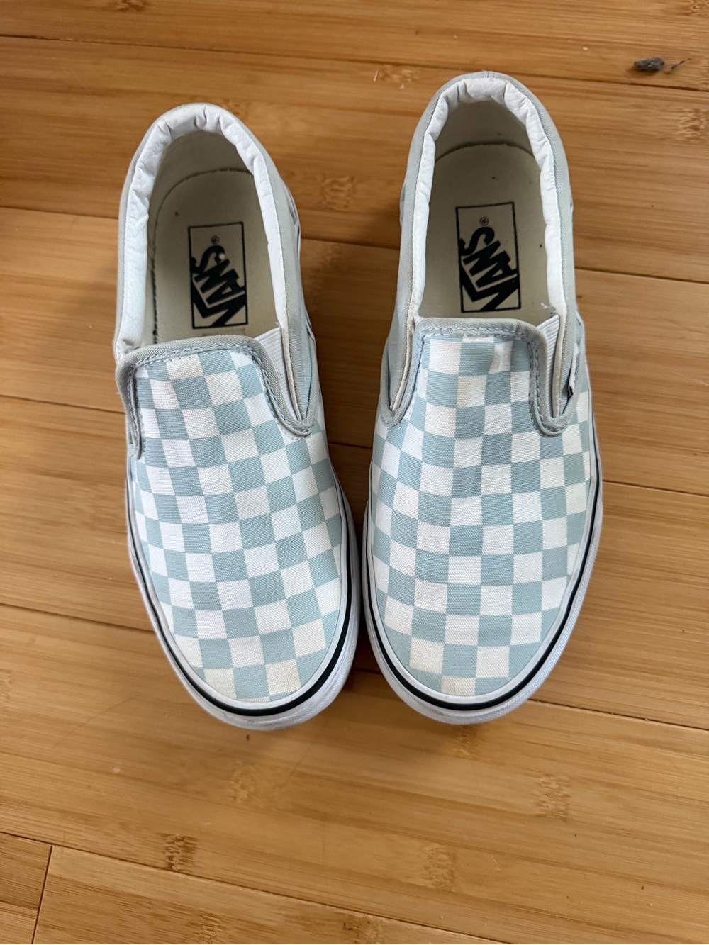 Vans Slip-On Checkerboard Sneakers - Light Blue & White